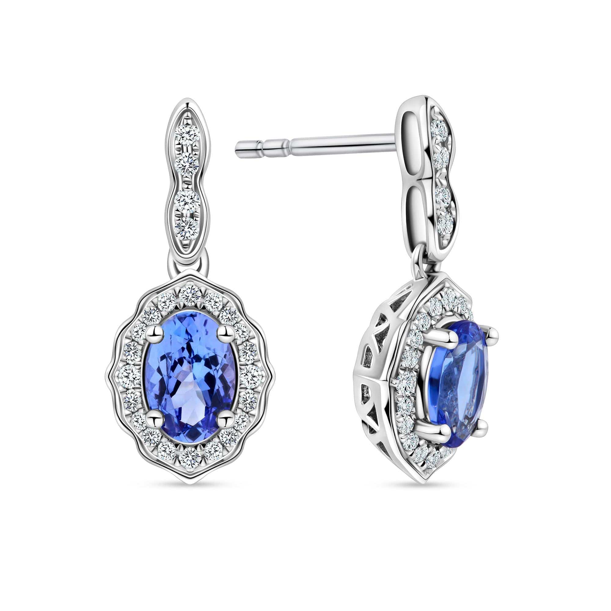 Tanzanite and Diamond Drop Earrings in 9ct White Gold