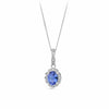 Tanzanite and Diamond Halo Pendant Necklace in 9ct White Gold