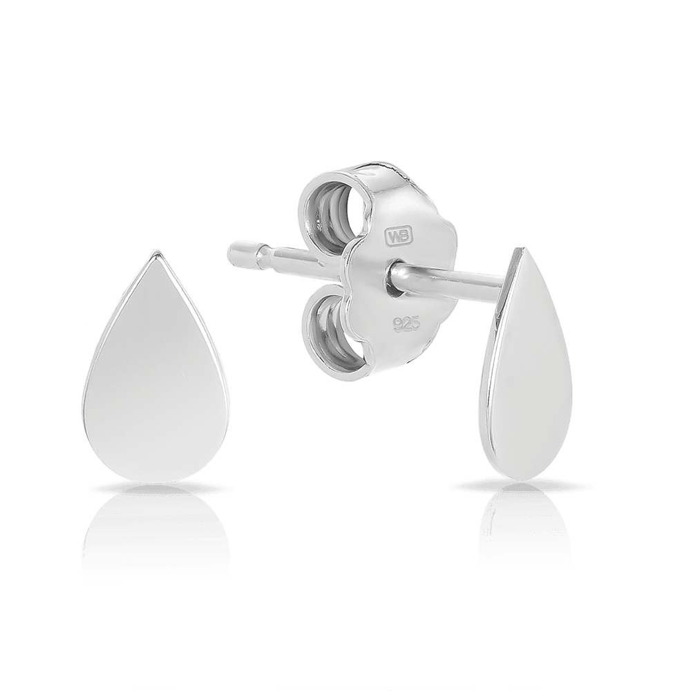 Tear Drop Stud Earrings in Sterling Silver - Wallace Bishop