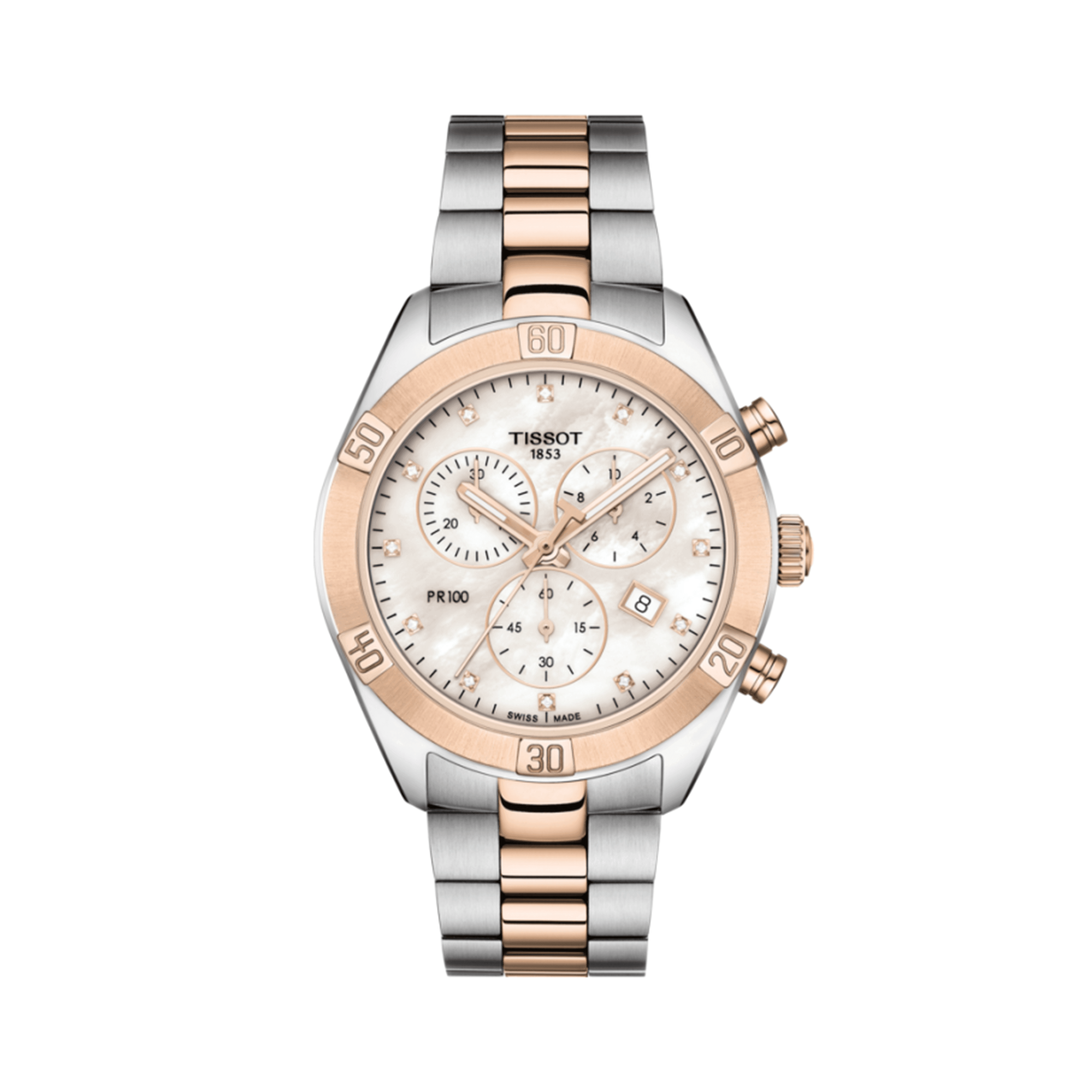 Tissot T-Sport PR 100 Women's 38mm Stainless Steel & Rose Plated Quartz Chronograph Watch T101.917.22.116.00