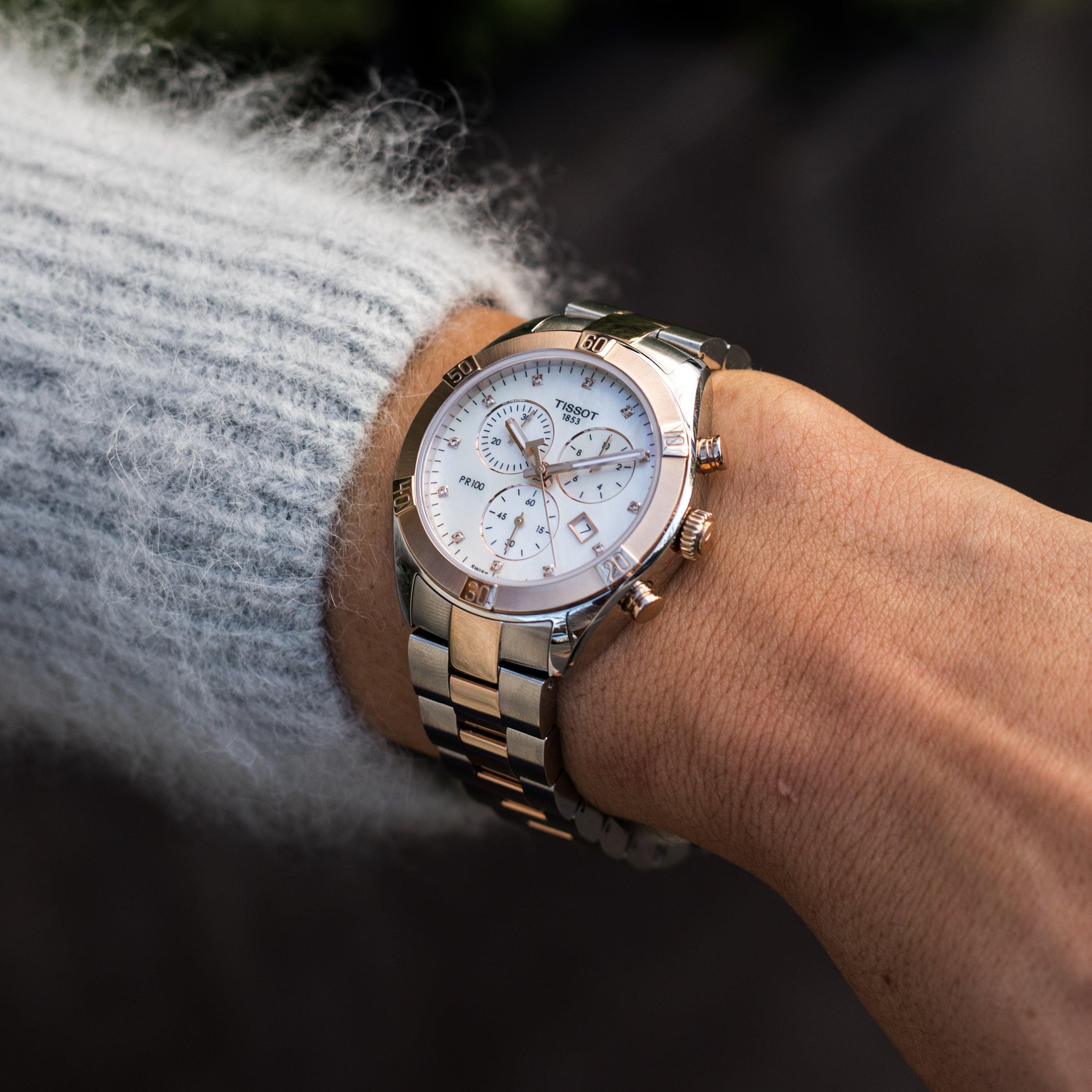 Tissot T-Sport PR 100 Women's 38mm Stainless Steel & Rose Plated Quartz Chronograph Watch T101.917.22.116.00