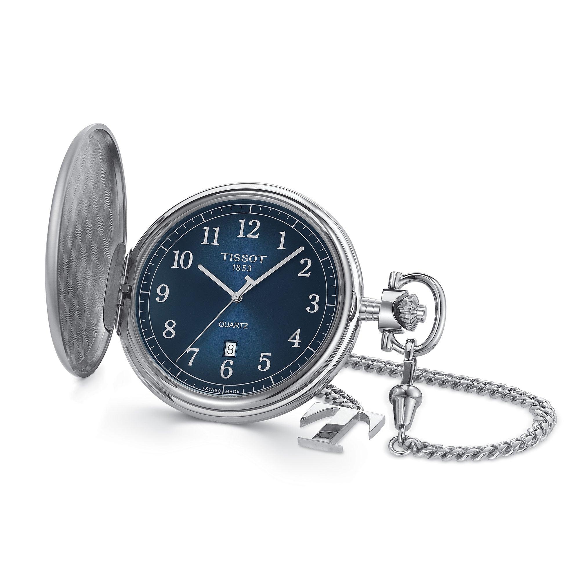Tissot Savonette Blue Dial Quartz Pocket Watch T862.410.19.042.00 - Wallace Bishop
