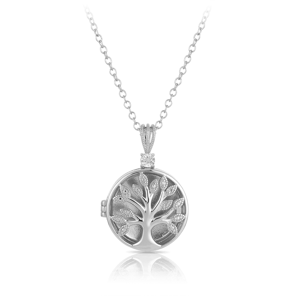 Tree Locket Pendant in Sterling Silver