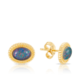 Triplet Opal Stud Earrings in 9ct Yellow Gold - Wallace Bishop