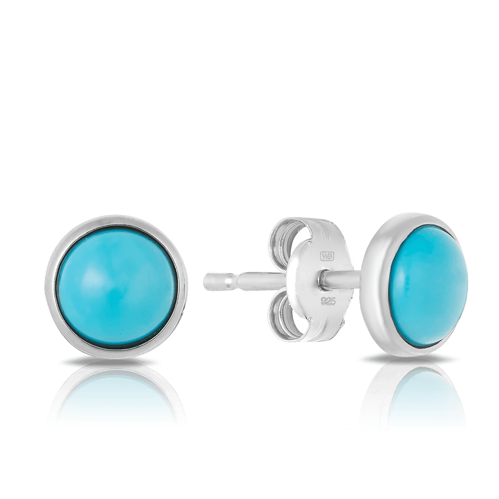 Turquoise Stud Earrings in Sterling Silver - Wallace Bishop