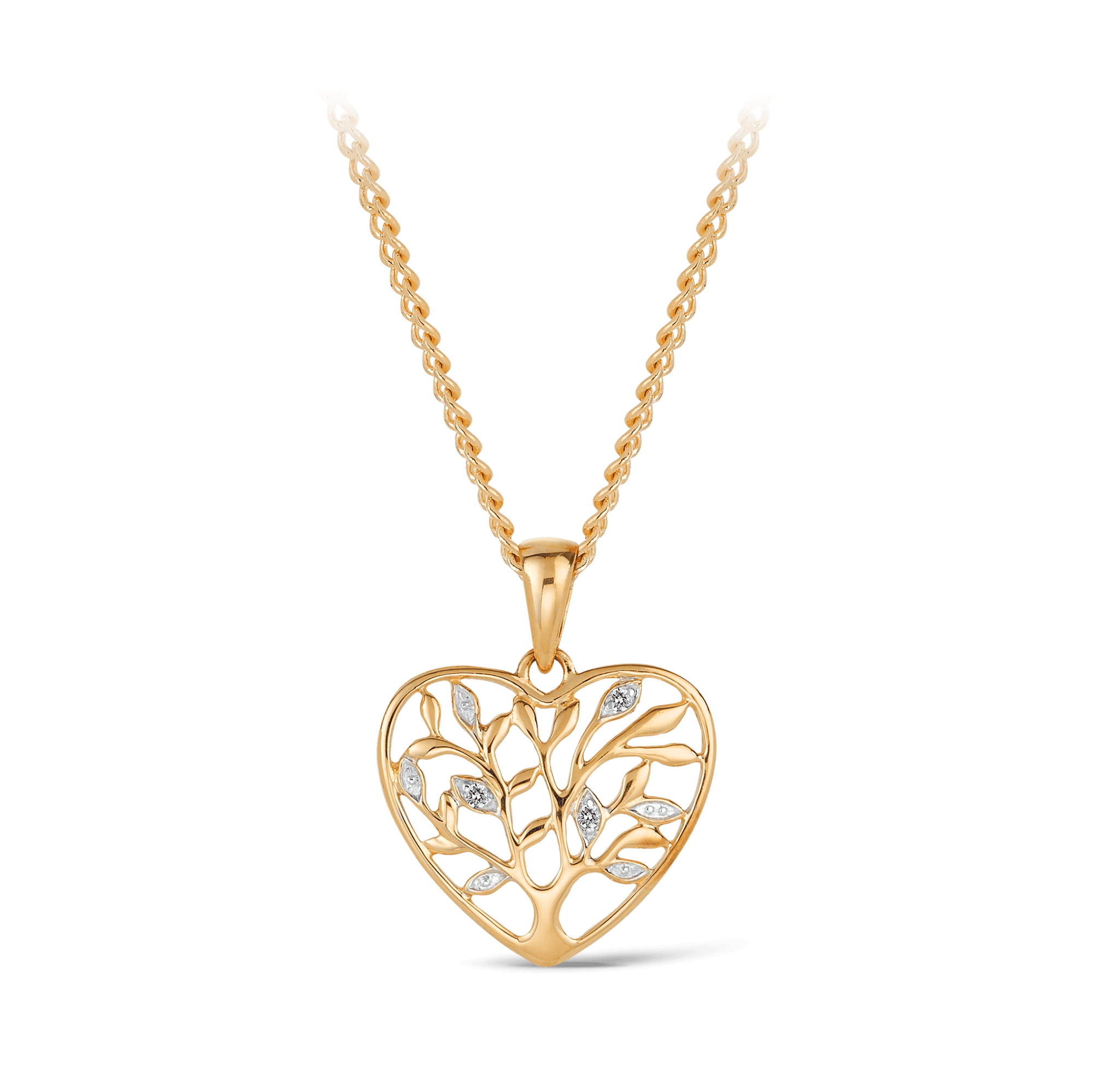 TW 0.0090 Diamond Tree of Life Pendant in 9ct Yellow Gold