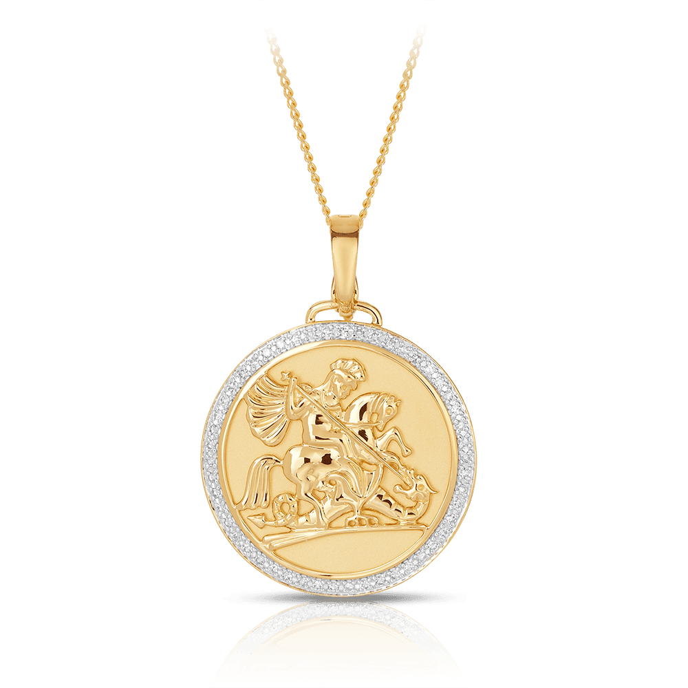 TW 0.250 Medallion Pendant Necklace in 9ct Yellow Gold