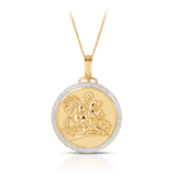 TW 0.250 Medallion Pendant Necklace in 9ct Yellow Gold