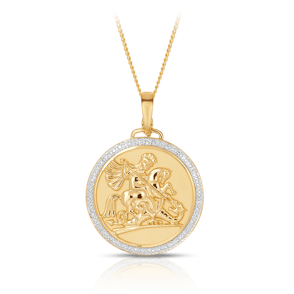 TW 0.250 Medallion Pendant Necklace in 9ct Yellow Gold - Wallace Bishop