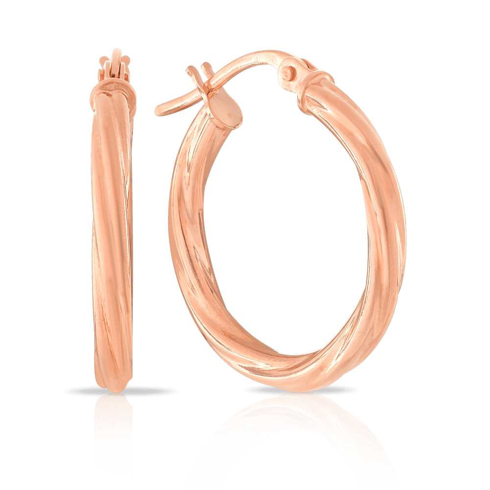 Twist Hoop Earrings in 9ct Rose Gold - Wallace Bishop