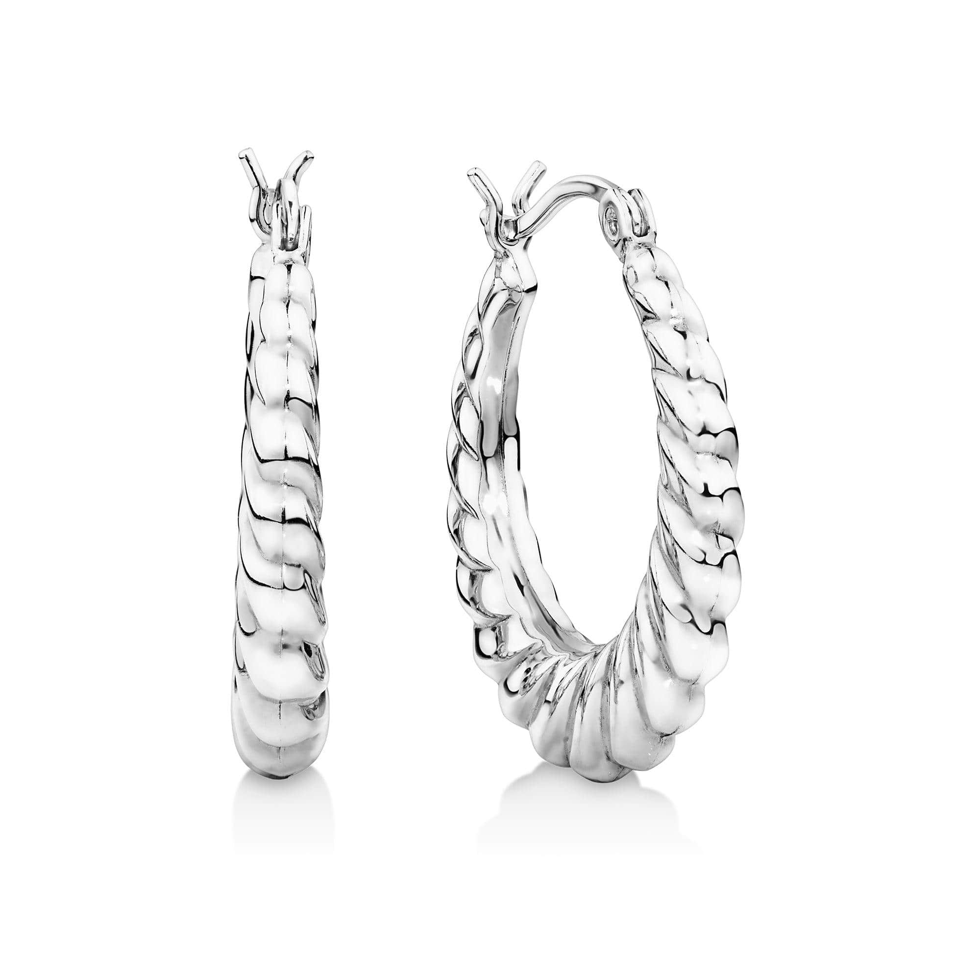Twist Hoop Earrings in Sterling Silver
