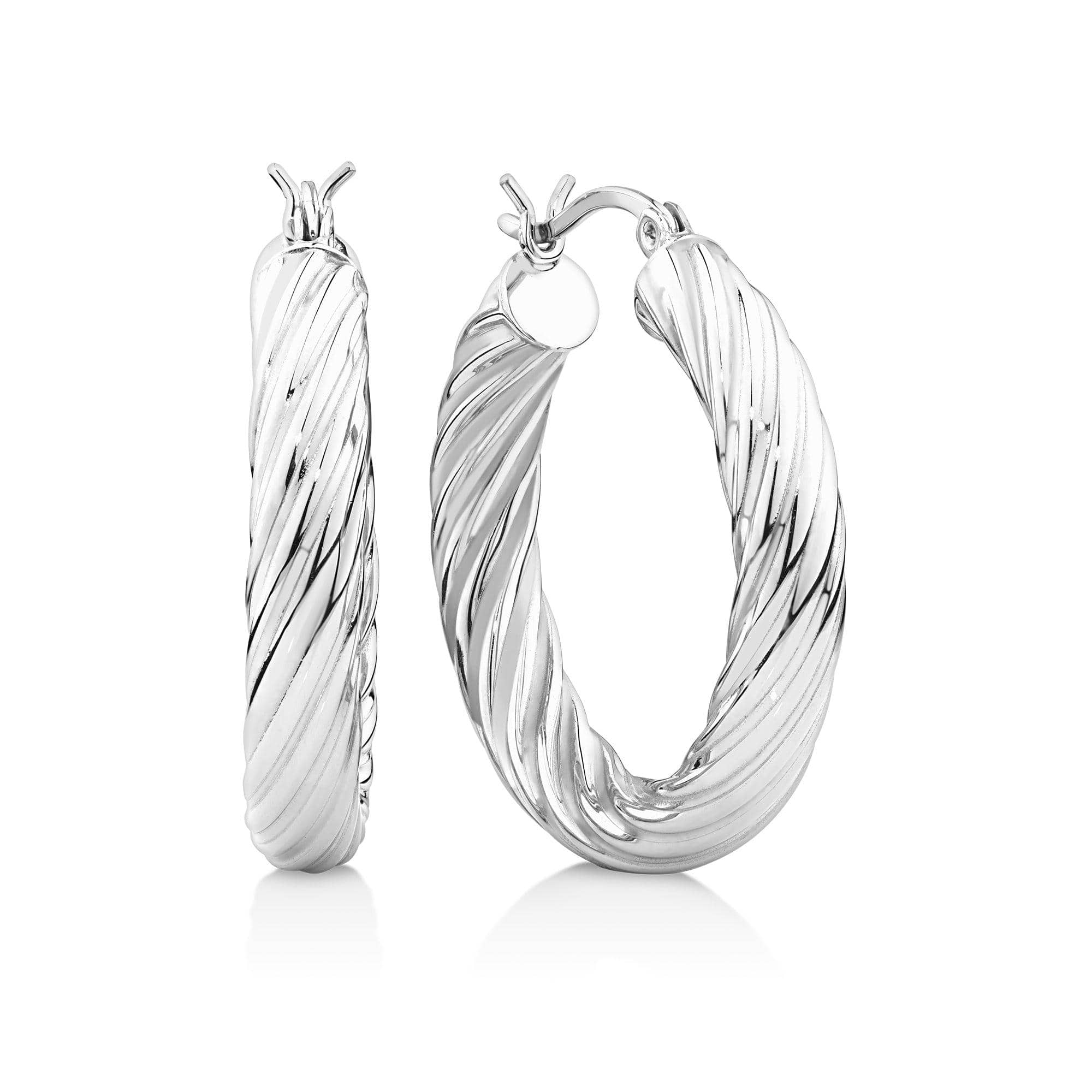 Twist Hoop Earrings in Sterling Silver