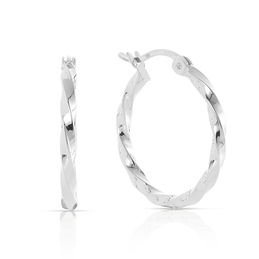 Twisted Hoop Earrings in Sterling Silver