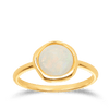 White Opal Round Ring in 9ct Yellow Gold