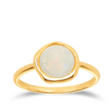 White Opal Round Ring in 9ct Yellow Gold