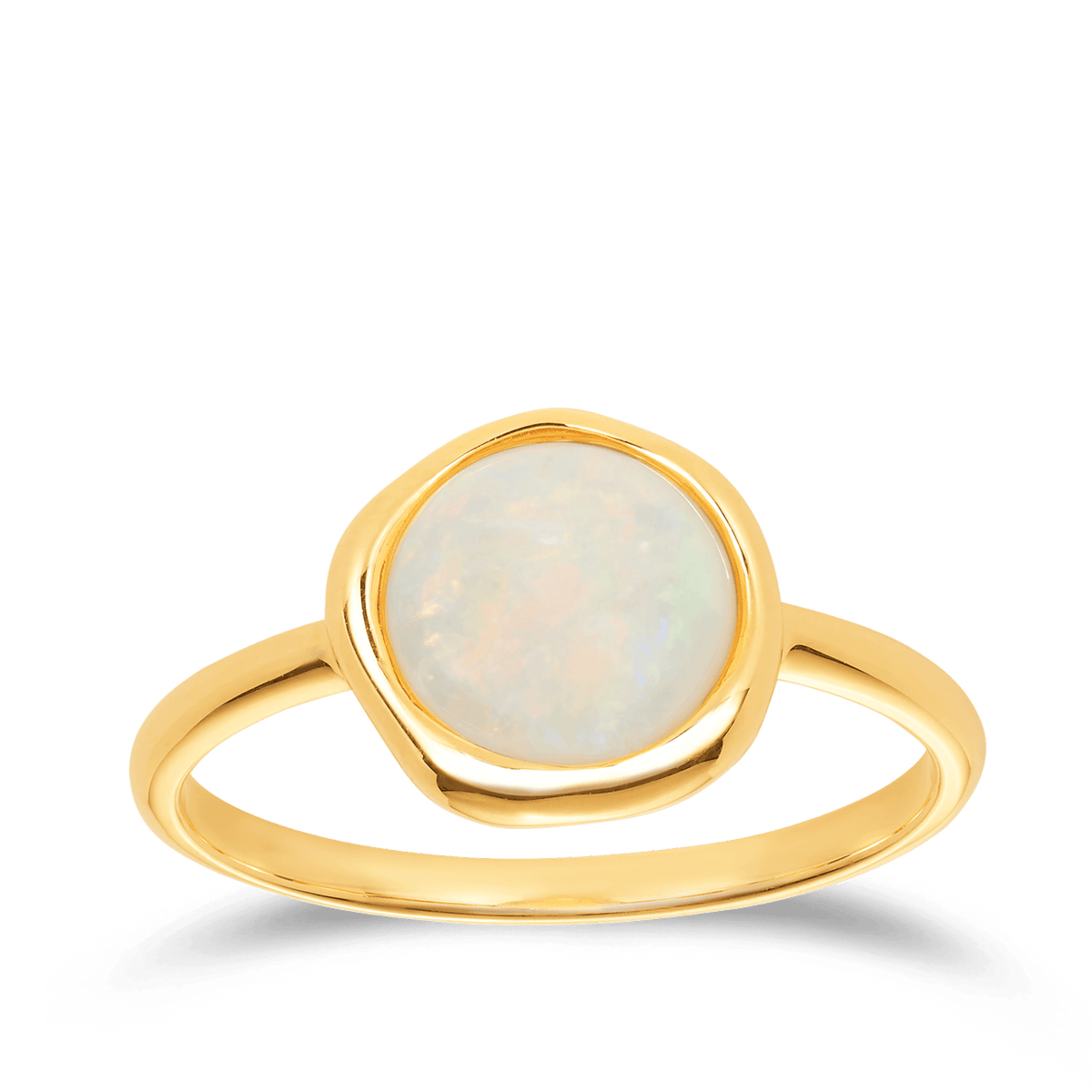 White Opal Round Ring in 9ct Yellow Gold - Wallace Bishop