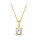 White Topaz Round Pendant in 9ct Yellow Gold