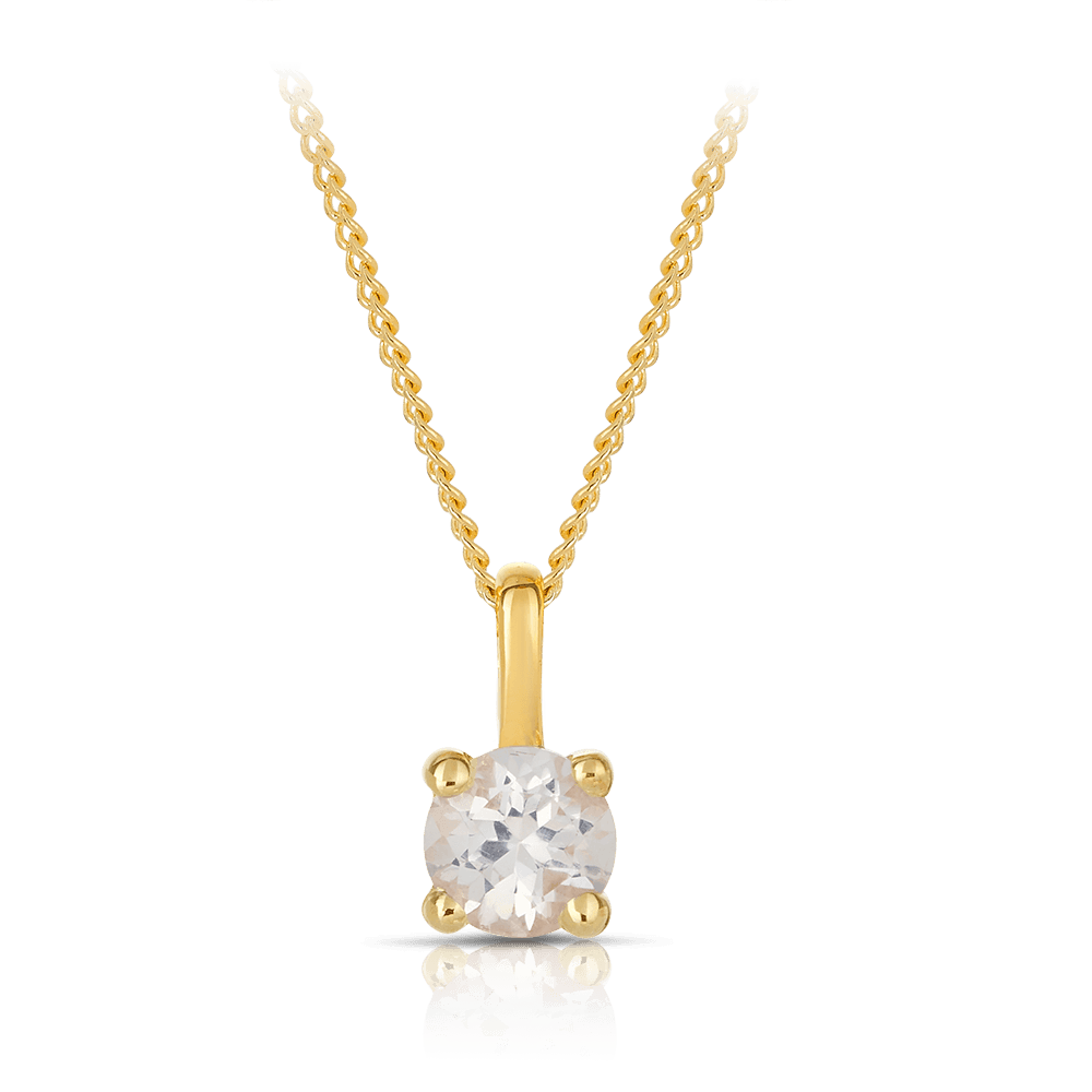 White Topaz Round Pendant in 9ct Yellow Gold - Wallace Bishop