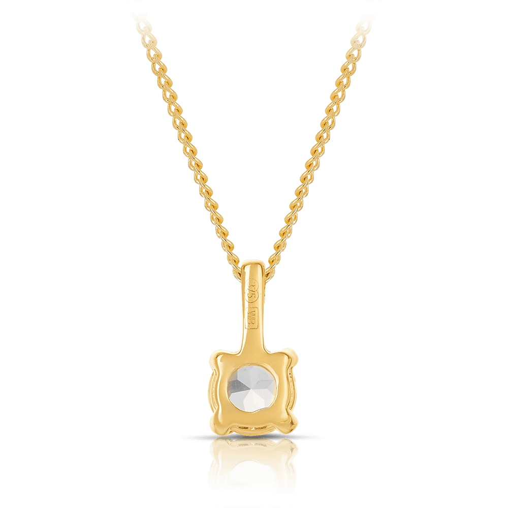 White Topaz Round Pendant in 9ct Yellow Gold