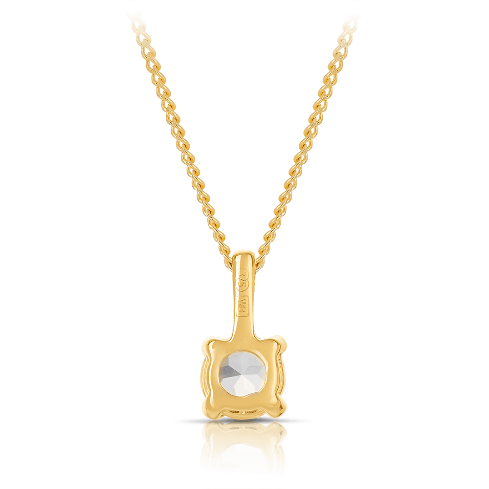 White Topaz Round Pendant in 9ct Yellow Gold - Wallace Bishop