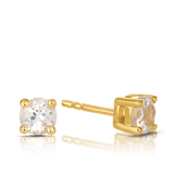 White Topaz Round Stud Earrings in 9ct Yellow Gold