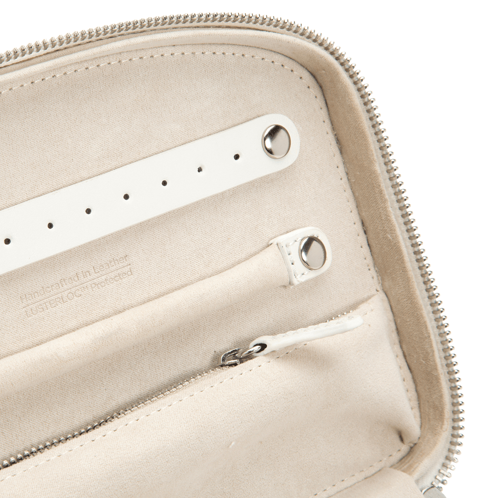 WOLF Blossom White Leather Flower Travel Case - Wallace Bishop