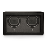 Wolf Cub Black Leather Double Automatic Watch Winder with Cover 461203