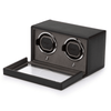 Wolf Cub Black Leather Double Automatic Watch Winder with Cover 461203