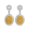 Yellow Diamond Round Brilliant Cut Earrings in 18ct Yellow and White Gold