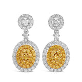Yellow Diamond Round Brilliant Cut Earrings in 18ct Yellow and White Gold