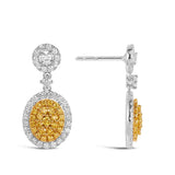 Yellow Diamond Round Brilliant Cut Earrings in 18ct Yellow and White Gold