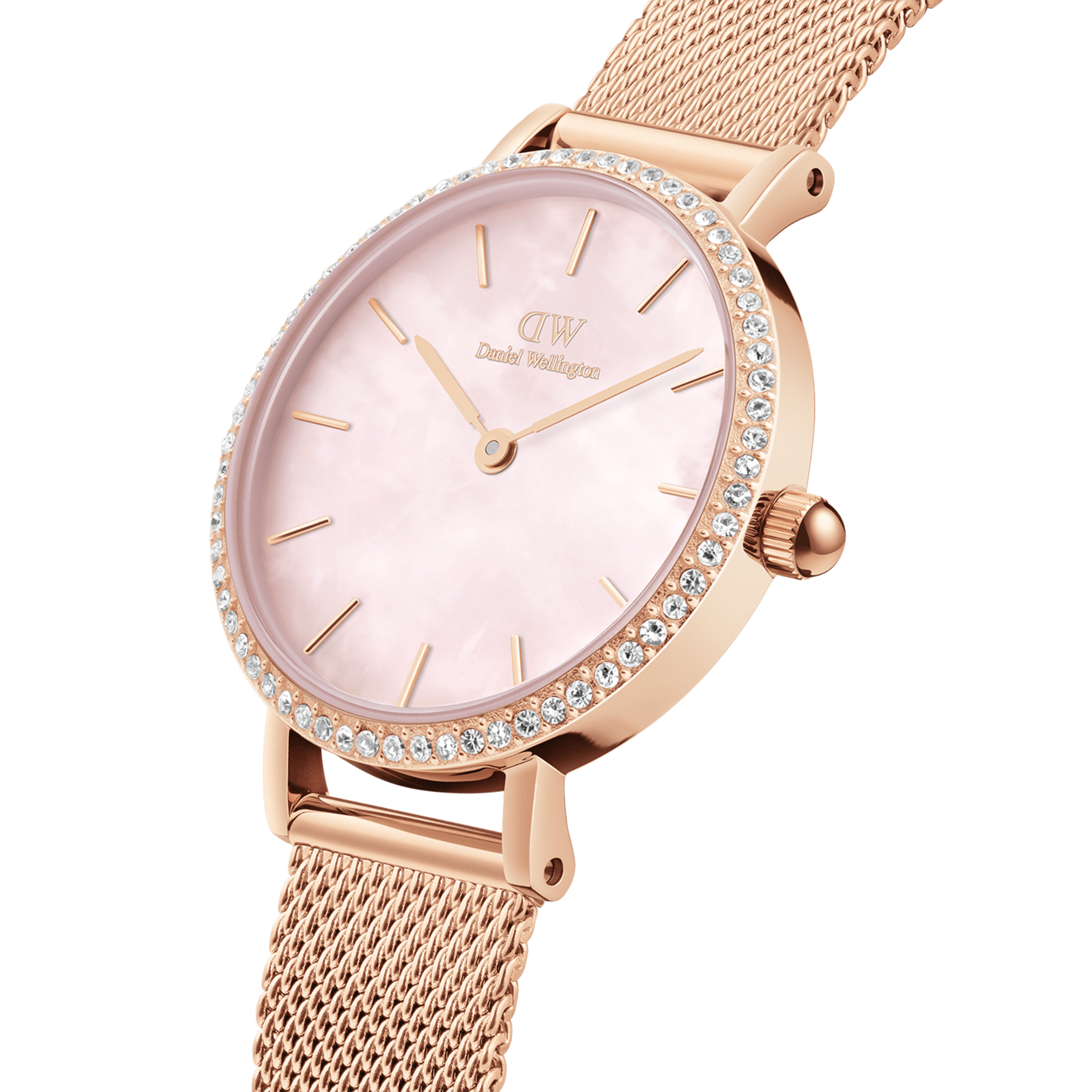 Daniel Wellington Watch with a Gold Mesh Band and Rose Gold Case