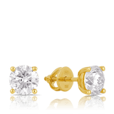 18ct Yellow Gold Solitaire Diamond Earrings TDW 2.00ct