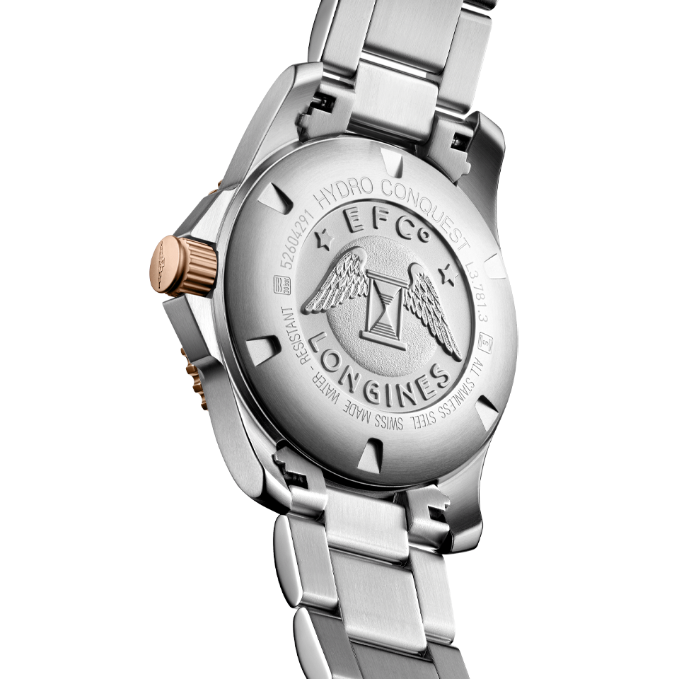 Longines Stainless Steel & Rose IP Hydro Conquest Men's 41mm Diver Automatic Watch L3.781.3.58.7