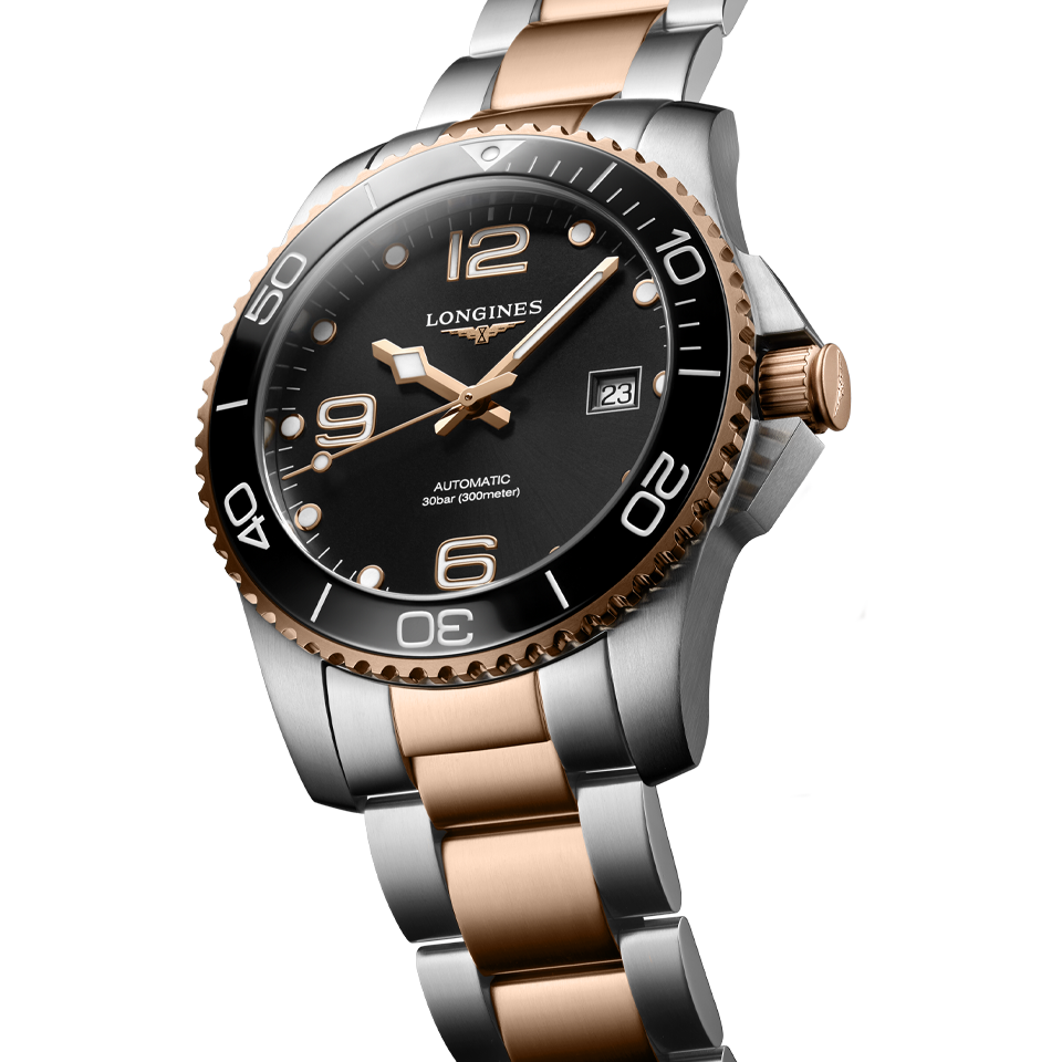 Longines Stainless Steel & Rose IP Hydro Conquest Men's 41mm Diver Automatic Watch L3.781.3.58.7