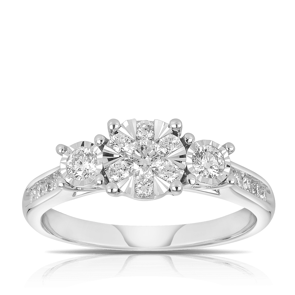 0.50ct TW Diamond Trilogy Engagement Ring in 9ct White Gold - Wallace Bishop