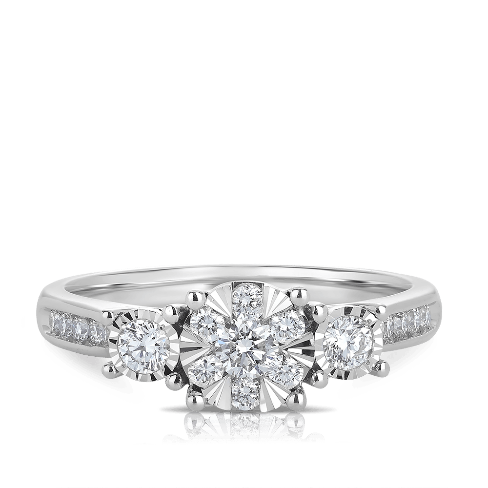 0.50ct TW Diamond Trilogy Engagement Ring in 9ct White Gold - Wallace Bishop