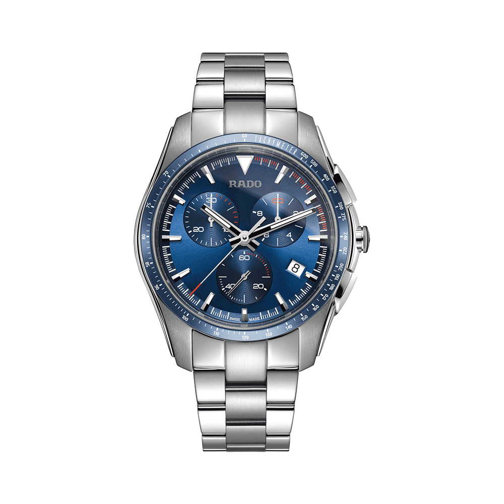 Rado Hyperchrome Quartz Chronograph Watch with Stainless Steel Case, Bracelet and Blue Dial - Wallace Bishop