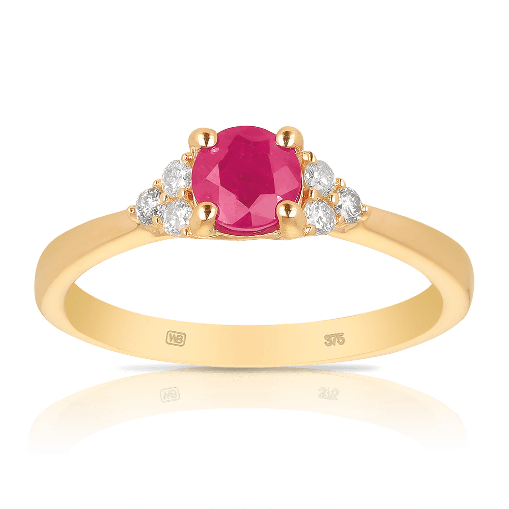 Ruby & Diamond Ring in 9ct Yellow Gold - Wallace Bishop