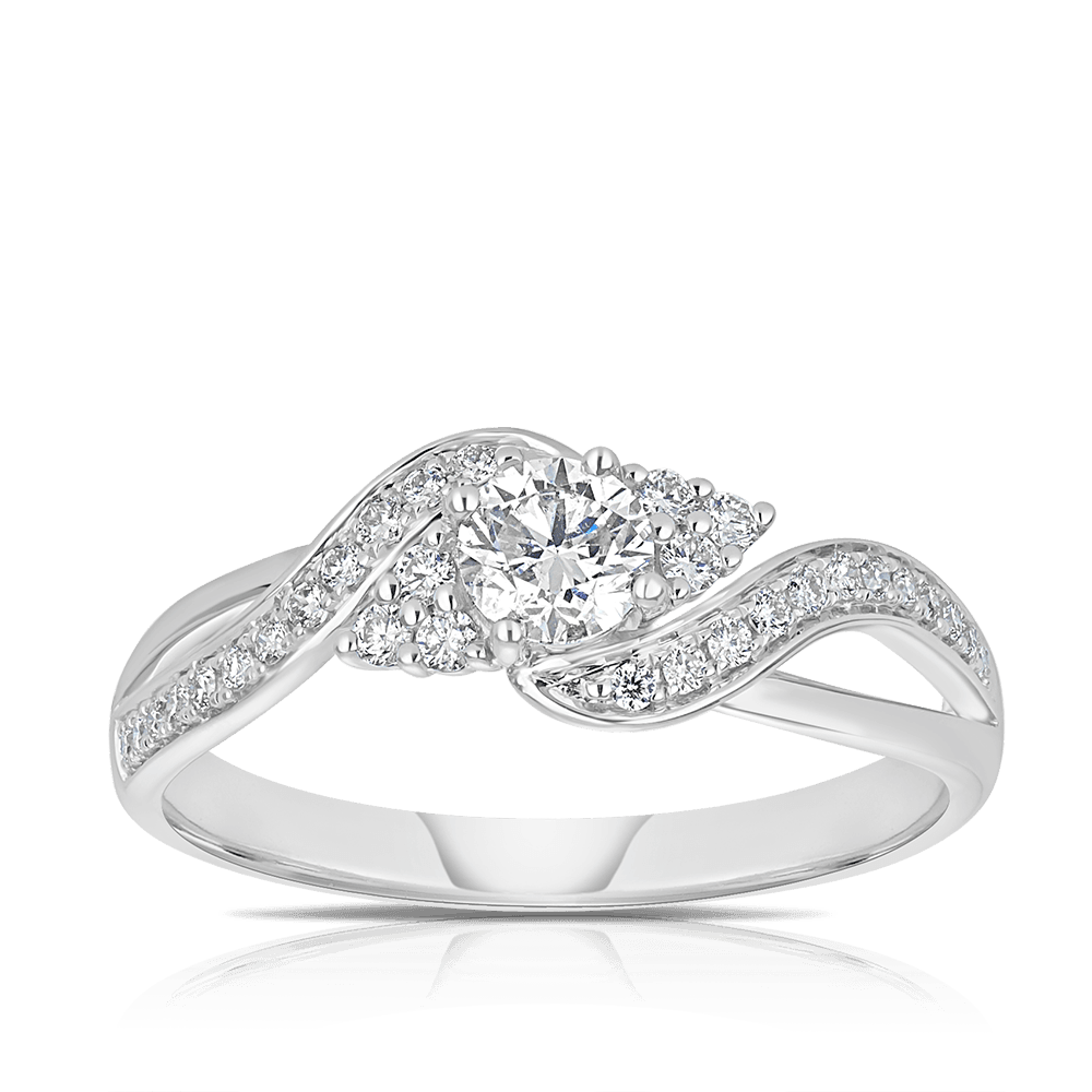 0.50ct TW Round Brilliant Diamond Twist Ring in 9ct White Gold