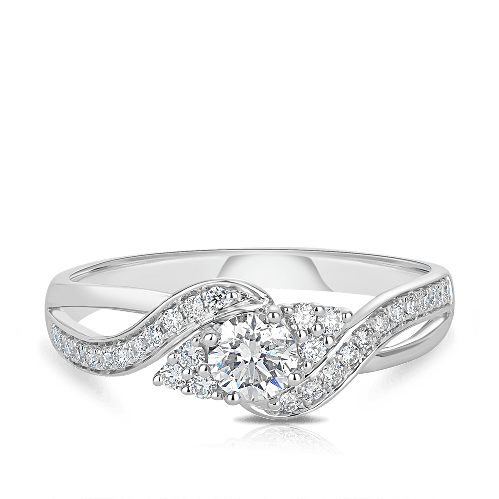 Twist Claw & Grain Diamond Engagement Ring in 9ct White Gold Ring TDW0.5ct - Wallace Bishop