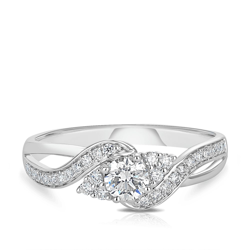 0.50ct TW Round Brilliant Diamond Twist Ring in 9ct White Gold