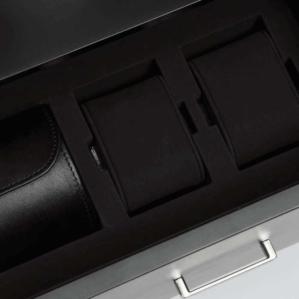 WOLF Regent Timber & Glass 12 Piece Cabinet Automatic Watch Winder with Locks & Storage - Wallace Bishop