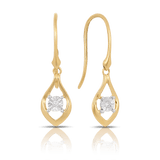0.0200ct TW Diamond Drop Earrings in 9ct Yellow and White Gold