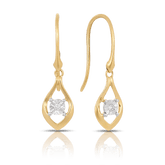 0.0200ct TW Diamond Drop Earrings in 9ct Yellow and White Gold - Wallace Bishop