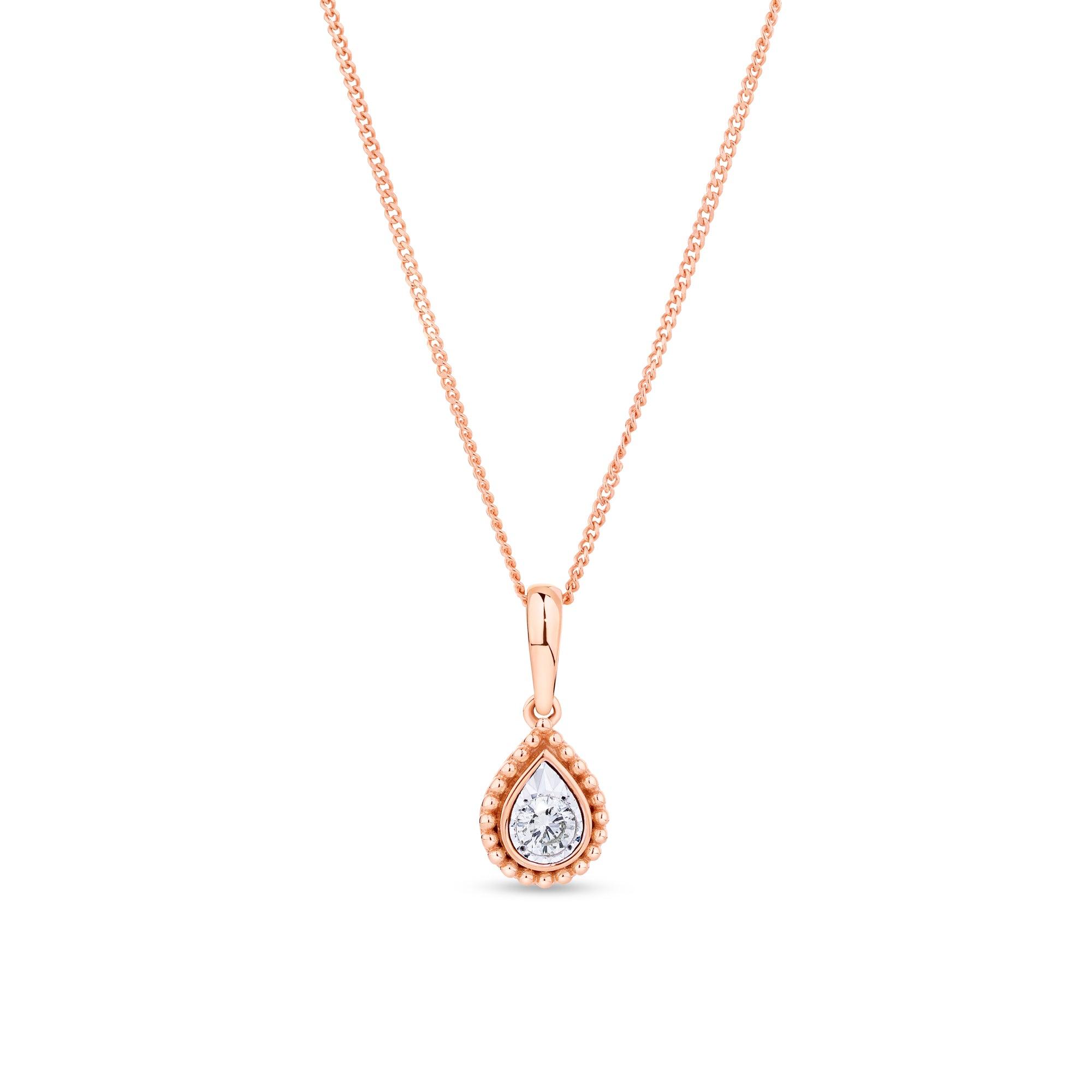 0.08ct TW Diamond Drop Pendant in 9ct Rose Gold