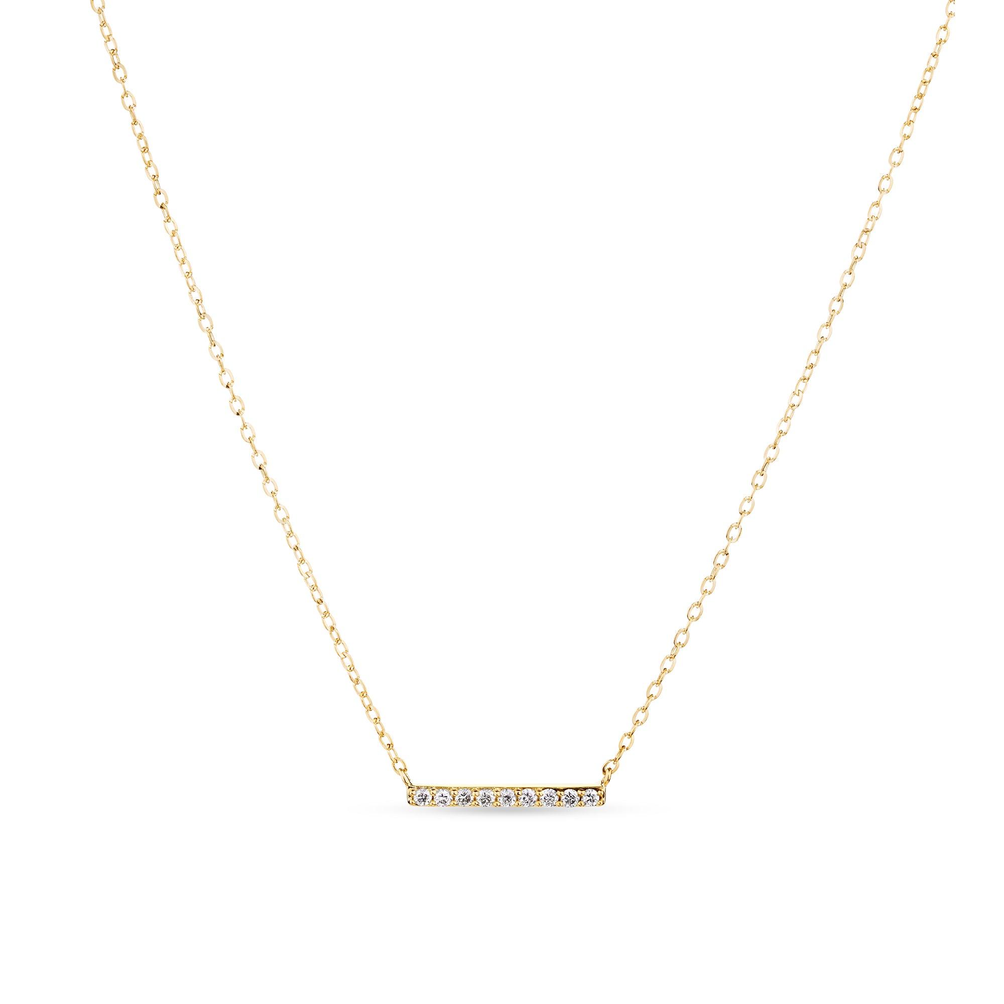 0.090ct TDW Diamond Bar Necklace in 9ct Yellow Gold