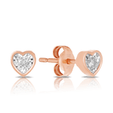 0.10ct TW Diamond Heart Earrings in 9ct Rose Gold - Wallace Bishop