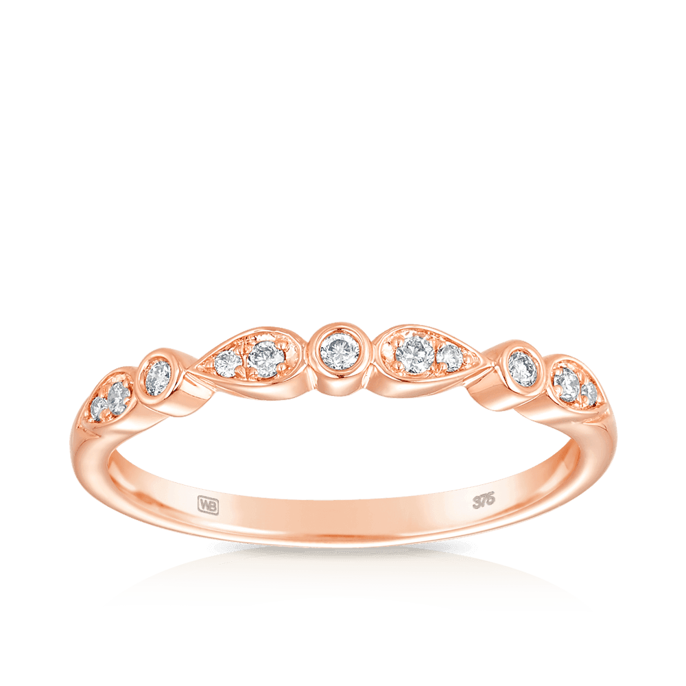 0.10ct TW Diamond Stacker Wedding & Anniversary Band in 9ct Rose Gold - Wallace Bishop