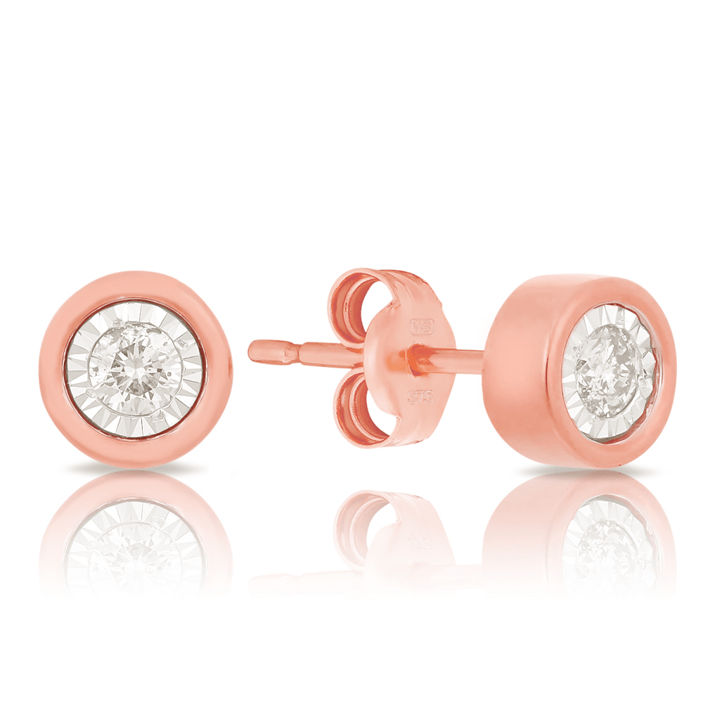 0.10ct TW Diamond Stud Earrings in 9ct Rose Gold - Wallace Bishop
